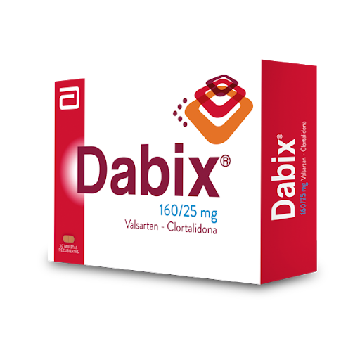 Dabix Valsartán + Clortalidona 160mg/25mg Abbott Caja x 30 Tabletas
