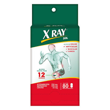 Xray Dol Acetaminofén + Naproxeno + Cafeína 250mg/220mg/65mg x 80 Tabletas  