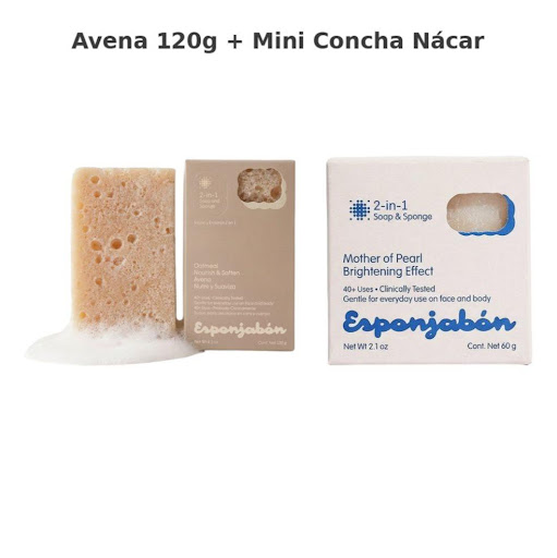 KIT X 2 Esponjabon Avena + Mini Concha Nácar  (Avena 120g 1 und y Mini Concha Nácar 60g 1 und) Esponjabon 120g x 1 undefined