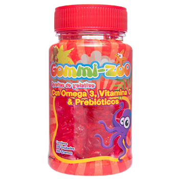 Gommi Zoo Omega 3 Vitamina C y Prebióticos Frasco 300 gr  