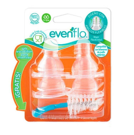 Mamila Chupo estandar 4 Pack + Escobillón - Evenflo Evenflo Unidad x 4 Und 