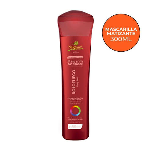 MASCARILLA MATIZANTE NAISSANT ROJO FUEGO 300ML NAISSANT ENVASE 300ML x 1 La mascarilla matizante Rojo fuego de Naissant aporta color e intensifica el rojo de tu melena, eliminando los tonos no deseados de tu tintura gracias a su fórmula enriquecida en nutrientes y ultra-n-
