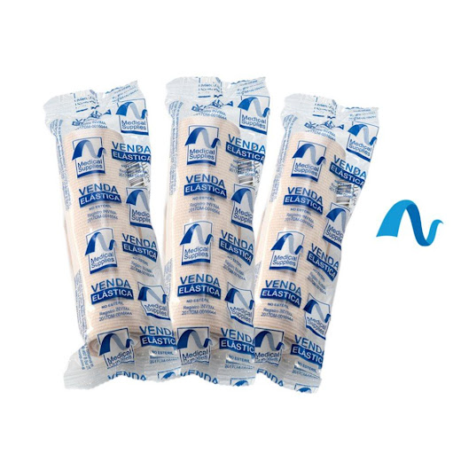 Venda Elastica Color Piel de 5"x5 Yardas. Pte x 3  Medical Supplies  Pte x 3 Unds  x 3 Venda elástica color piel diseñada para proporcionar compresión, soporte y estabilidad en lesiones musculares y articulares. Fabricada con material flexible y resistente que se adapta fácilmente a dif