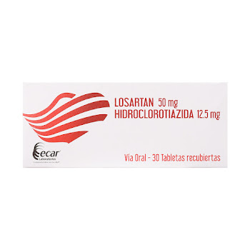 Losartán Hidroclorotiazida Ecar 50mg/12.5mg Caja x 30 Tabletas  