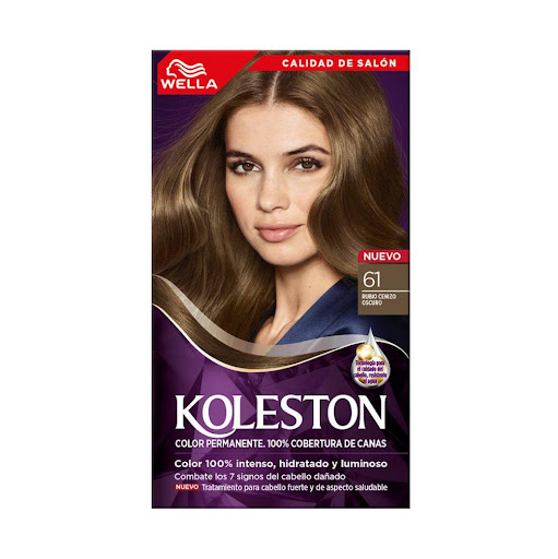 Tintura Wella Tono 61 Rubio Cenizo Oscuro Koleston Caja x 1 Tinte Wella Koleston 61 Rubio Cenizo con color vibrante, cobertura total de canas y acabado luminoso para un look espectacular.