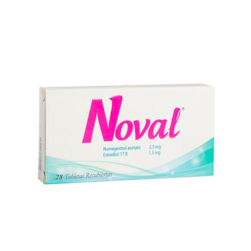 Noval 2.5/1.5mg   Tableta Caja X28tab. Gyn Nomegestrol Acetato Estradiol 