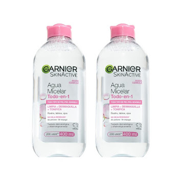 Combo Agua Micelar Original Garnier Skin Active 400ml Pack x 2 und  