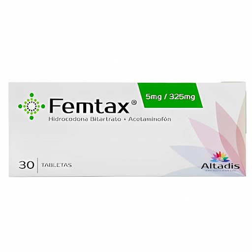 Femtax Hidrocodona Bitartrato + Acetaminofén 5mg/325mg Altadis Caja x 30 Tabletas