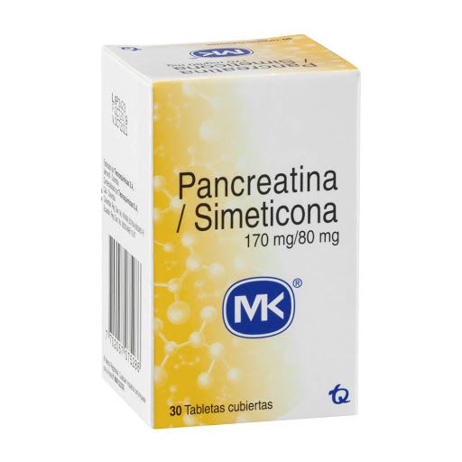 Pancreatina/Simeticona MK 170mg/80mg Caja x 30 Tabletas