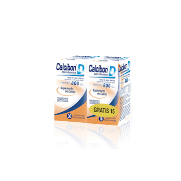 Calcibon Vit D Calcio +  Vitamina D3 1500mg/800UI Farma Frasco x 30 Tabletas  