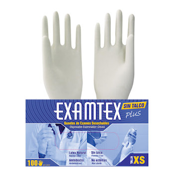 Guante De Latex Examtex Para Examen Sin Talco Talla XS x 100 und  