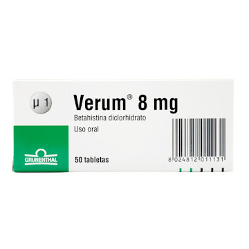 Verum Betahistina Diclorhidrato 8 mg Grunenthal Caja x 50 Tabletas  