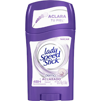 Desodorante Antitranspirante Mujer Lady Speed Stick Derma + Aclarado Nácar Barra Frasco x 45 gr  