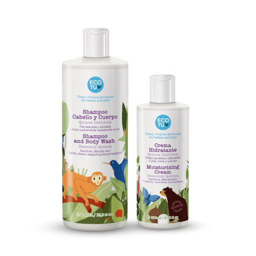 Duo QUINOA Shampoo + Crema Hidratante ECOTU Kit x 400ml+200ml El Duo Quinoa Deliciosa contiene 2 productos diseñados especialmente para cuidar el cabello y la piel de tu bebé desde el primer día.

ECOTU: cuidado funcional del trópico para proteger la piel de tu 