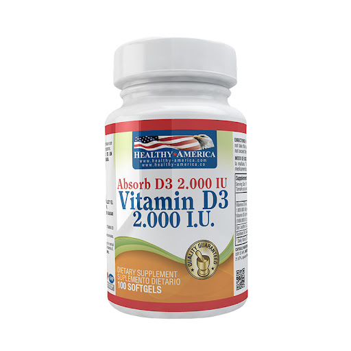 Healthy America Vitamina D3 2.000 IU Frasco x 100 Cápsulas