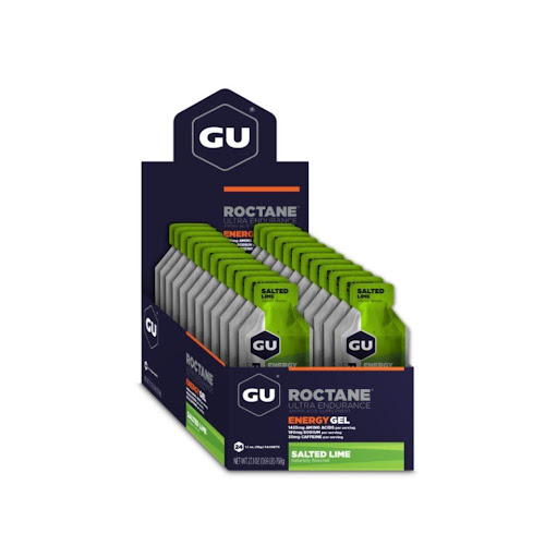 Gel Roctane. Sabor Lima Salada con Cafeína 35mg. Caja x 24 unidades GU Caja x 24  x 24 Sabor: Lima salada (Salted Lime) con cafeína

Características:

Doble energía: Fructosa y Maltodextrina

Aminoácidos: 1.425 mg

Calorías: 100

Sodio: 125 mg

Cafeína: 35 mg