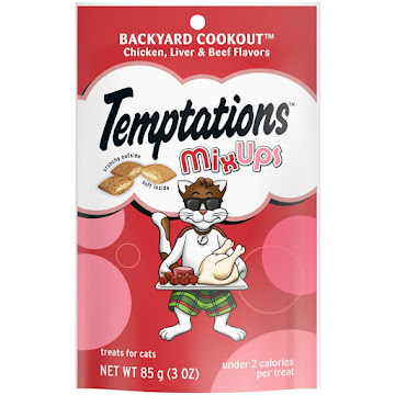 Snack Para Gatos   Temptations Adultos Sabor Pollo, Hígado, Carne x 85 gr  