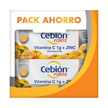 Cebión Forte Vitamina C + Zinc 1000mg/10mg P&G Duopack x 20 Tabletas Efervescentes  