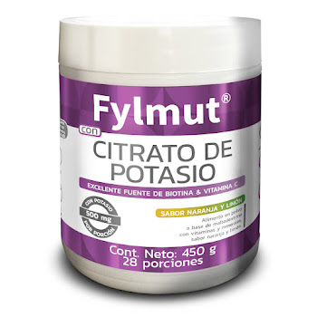 Citrato De Potasio Fylmut Sabor Naranja Limón Frasco x 450g  