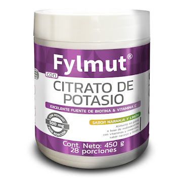 Citrato De Potasio Fylmut Sabor Naranja Limón Frasco x 450g  