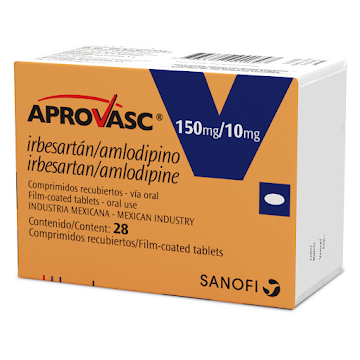 Aprovasc Irbesartan + Amlodipino 150mg/10mg Sanofi Caja x 28 Comprimidos  