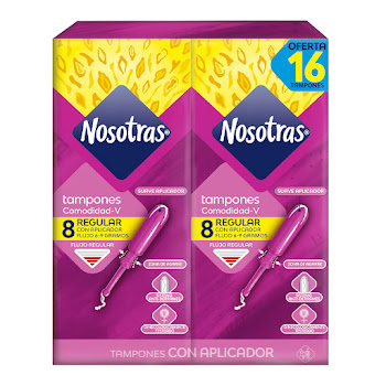 Tampones Diarios Nosotras Con Aplicador Regular 2 Paquetes x 8 und  