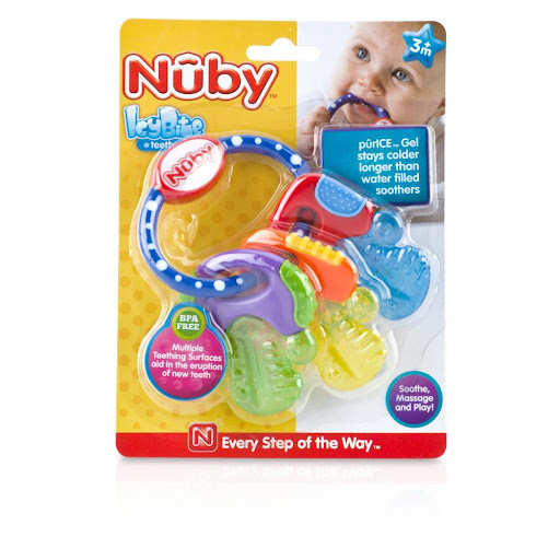 1 Paquete De Llaves Para Mordedor Coolbite Nuby Blister x 1 ĦApoya el crecimiento de tu bebé con nuestra figura de dentición refrescante! Su superficie suave y elástica, junto con el gel refrescante, brindan alivio y favorecen el proceso de dentición de forma 