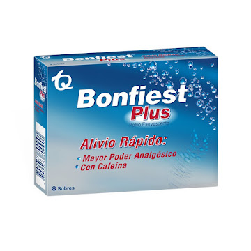 Bonfiest Lua Plus Ácido Acetilsalicílico + Cafeína 650mg/65mg TQ Caja x 8 Sobres  