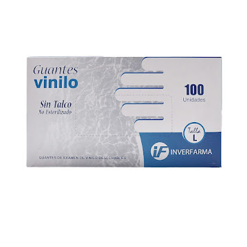 Guante Vinilo Inverfarma Transparente Talla L 81/2 x 100 und  