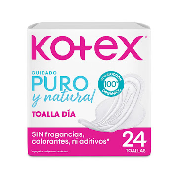 Toallas Higiénicas Kotex   Puro y Natural x 24 Und  