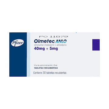 Olmetec Anlo Olmesartan + Amlodipino 40mg/5mg Pfizer Cajax 30 Tabletas  