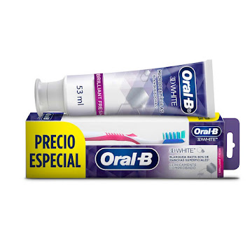 Crema Dental Oral-B White Brilliant Anticaries Con Fluor x 53 ml + Cepillo Dental x 1 und  