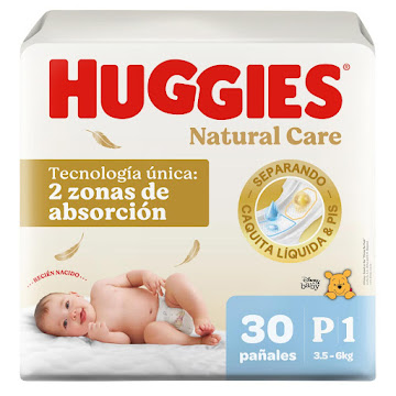 Pañales Huggies Natural Care Etapa 1/P x 30 und  