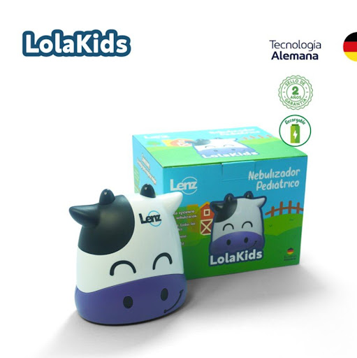 Nebulizador pediátrico Lola kids, A500LWDC05 Recargable, caja x 1  LENZ CAJA x 1 El nebulizador pediátrico Recargable Lola kids es un equipo médico diseñado para la administración eficiente de medicamentos por vía inhalatoria, convirtiendo soluciones líquidas en una fina nube de a