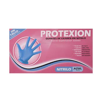 Guantes Nitrilo Protexion Para Examen Azul Talla S x 100 und  