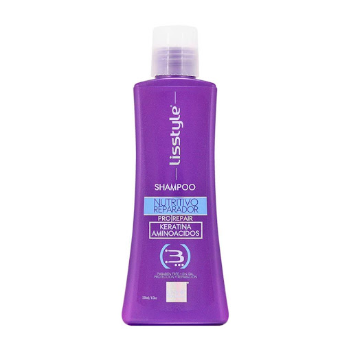 SHAMPOO NUTRITIVO REPARADOR LISSTYLE 250g LISSTYLE 250ml x 1 Delicadamente formulado SIN SAL y LIBRE DE PARABENOS para lavar, mantener, prolongar los excelentes resultados del alisado progresivo con una excelente textura y cremosa espuma, el cabello continúa re