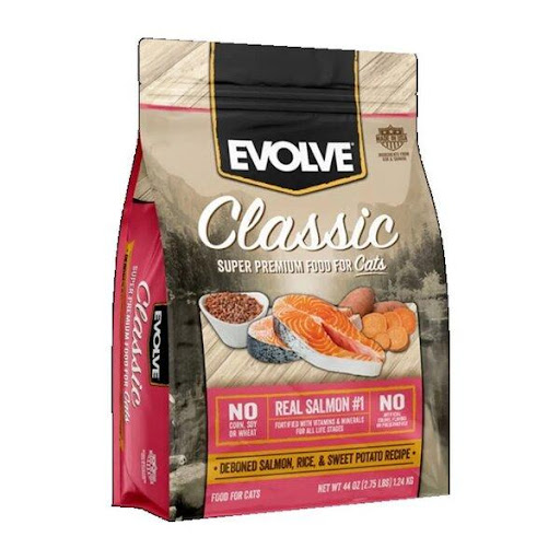 EVOLVE F ADULTO CLASSIC SALMON 6,35 KG EVOLVE  x 1 Alimento premium para gatos, elaborado con salmón como fuente principal de proteína. Enriquecido con vitaminas, minerales y ácidos grasos Omega 3 y 6 para una nutrición equilibrada, una piel saludable