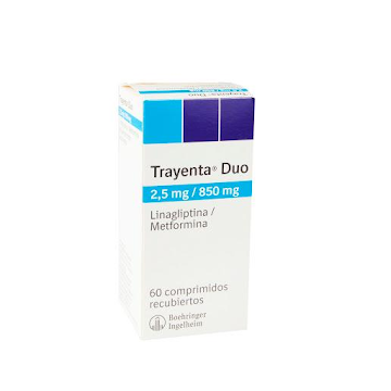 Trayenta Duo Linagliptina + Metformina 2.5mg/850mg Boehringer Caja x 60 Comprimidos  