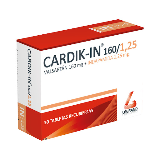 Cardik IN Valsartán + Indapamida 160mg/1.25mg Legrand Caja x 30 tabletas