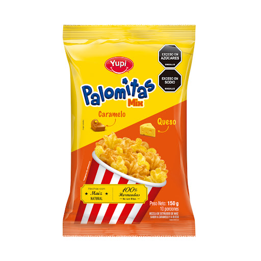 Pasabocas Yupi Palomitas Mix Caramelo Queso x 150 gr