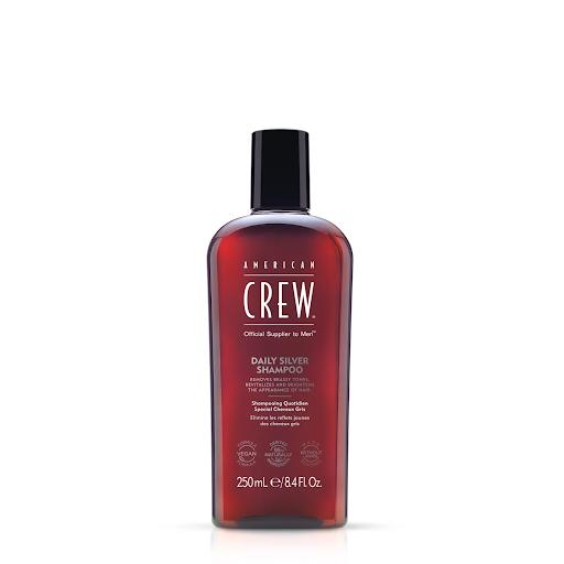 Shampoo Plata Diario American Crew 250 ml American Crew Recipiente x 1 Neutraliza tonos amarillos en cabellos grises o rubios, dejando un acabado más brillante y equilibrado.