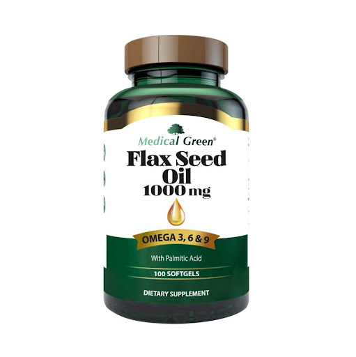 FLAX SEED OIL 1000 MG X 100 SOFTGELS MEDICAL GREEN  TARRO x 100 SOFTGELS Proporciona Omega 3, 6 y 9 provenientes de semillas de linaza.

Ácido alfa linolénico (omega 3) 500 mg.
Ácido linoléico (omega 6) 200 mg.
Ácido oléico (omega 9) 200 mg.
Ácido palmítico 60 mg.