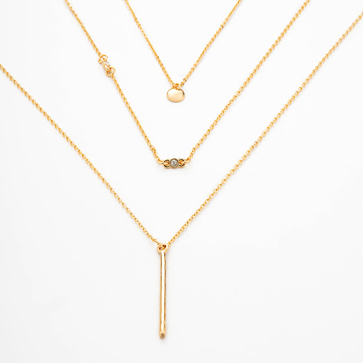 Kit Collares Entrelazos Alba Oro x 3 und