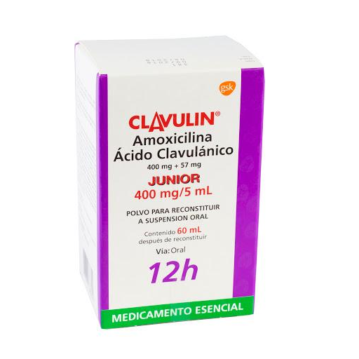 Clavulin Junior Amoxicilina + Ácido Clavulánico 400mg/5ml GSK Frasco x 60 ml