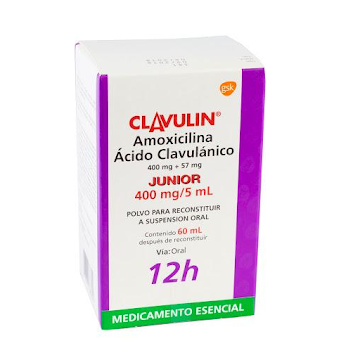Clavulin Junior Amoxicilina + Ácido Clavulánico 400mg/5ml GSK Frasco x 60 ml  