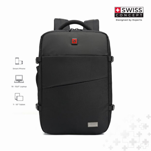 MORRAL PARA LAPTOP, SWISS CONCEPT MONVISO, COLOR NEGRO, DISEÑO MODERNO Y CÓMODO PARA OFICINA, UNIVERSIDAD O VIAJES CORTOS. SWISS CONCEPT EMPAQUE INDIVIDUAL x UNIDAD Morral con diseño inspirado en la monte Monviso, con un diseño elegante para el día a día oficina o universidad y al mismo tiempo brindando compartimientos amplios y cómodos para ropa y accesorios par