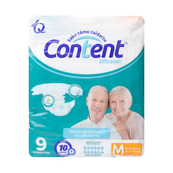 Pañales Adulto Content Ultrasec Talla M Paquete x 9 und  