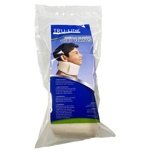 CUELLO BLANDO TIPO THOMAS UNIVERSAL TRULIFE BOLSA x 1 Mantiene la espina cervical en una posición neutra, permitiendo un mayor control de la cabeza, además de esguinces crónicos de la columna cervical, cervicalgia, artrosis cervical.