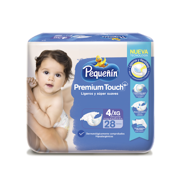 Pañales Pequeñin Premium Touch Etapa 4 x 28 und  