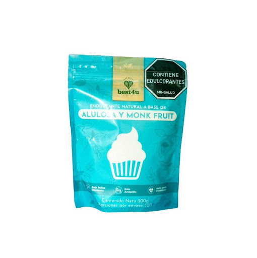 Endulzante Alulosa y Monk Fruit  Best4u Doypack x 200gr x 1 und Endulzante a base de Alulosa y Monk Fruit, contiene 90% menos de calorías que el azúcar común. La alulosa no se metaboliza en nuestro organismo lo que significa que obtenemos el mismo sabor pero sin l